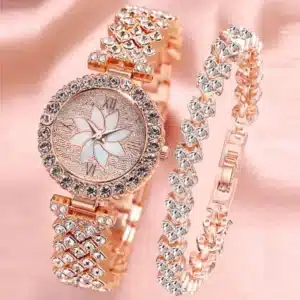 Design Stone Quartz Watch & Bracelet