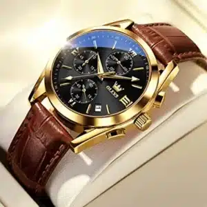 Men Leather Analoge Quartz Fashion Watch for Men