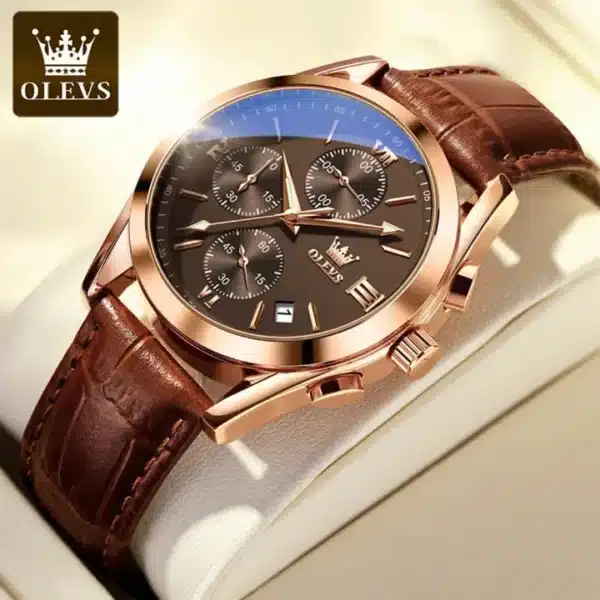 Men Leather Analoge Quartz Fashion Watch for Men